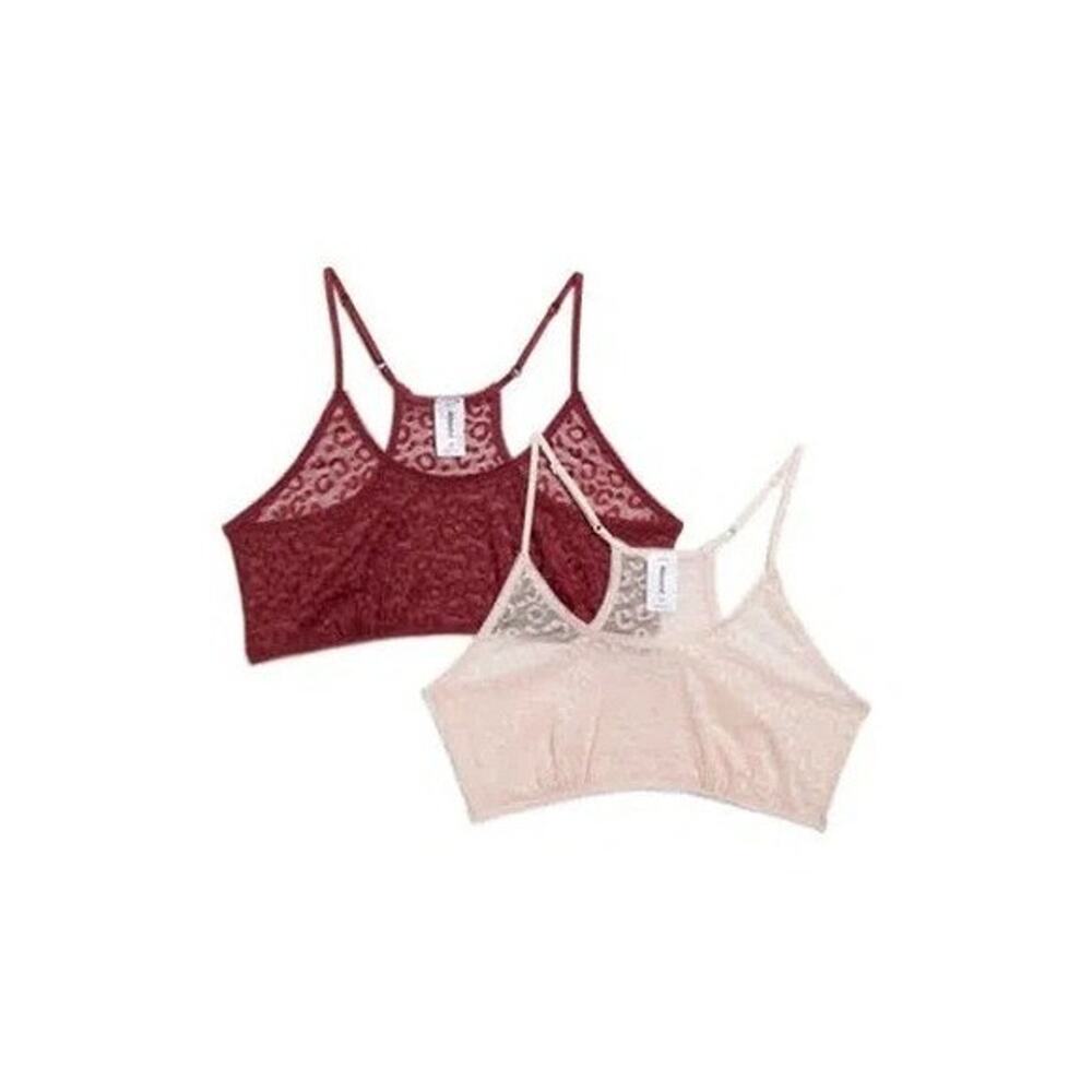 ABOUND Hayden 2-pack Lace Bralettes‎ In Pink Sepia -red Grape Medium NWT